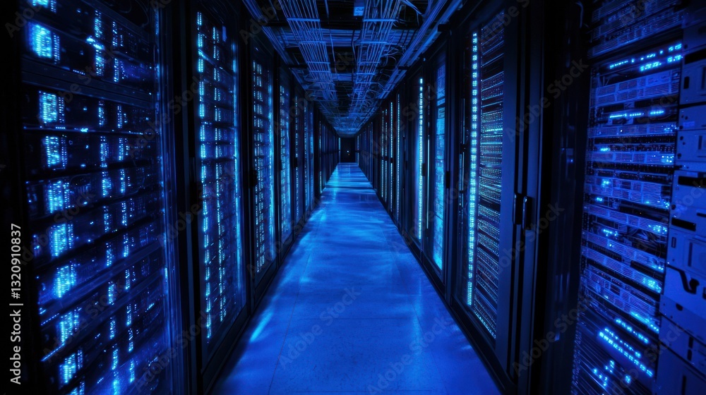 Fototapeta premium Digital Fortress: A Glimpse into the Heart of a Modern Data Center