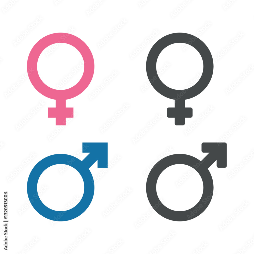 Gender icon set. Man and woman symbol. Female and male sign Gender icon set. Man and woman symbol. Female and male sign
