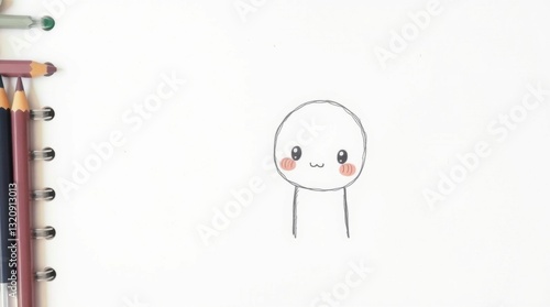 Hand-drawn sketch; adorable and charming features; rough pencil strokes on a white background; random background template illustrations and colors