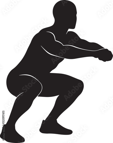 Silhouette of a Person Performing a Squat Exercise