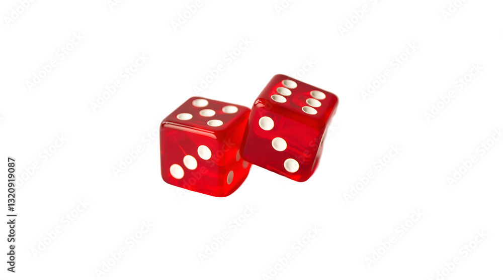 Red glass dice falling free on white background, Photo Illustration Image Picture Red glass dice falling free on white background, Photo Illustration Image Picture