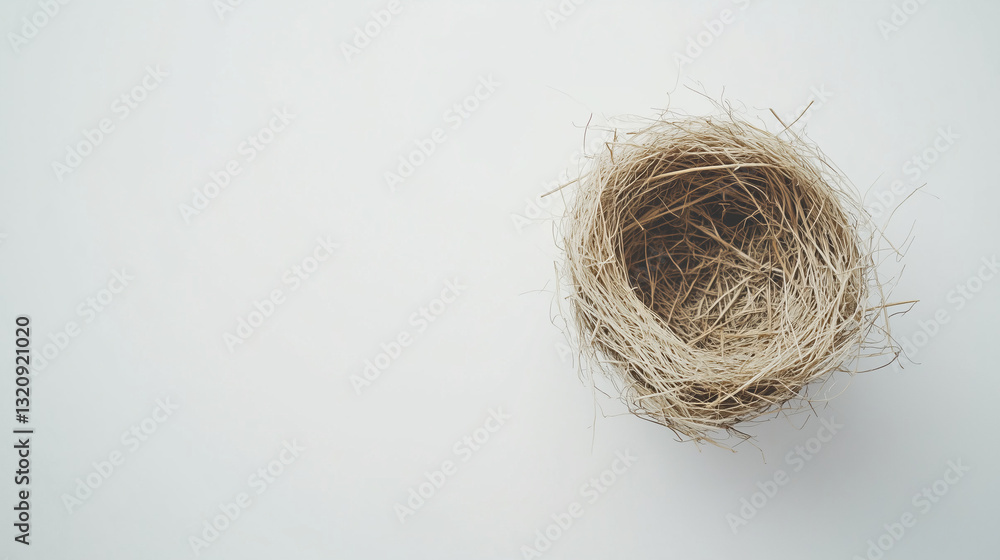 Studio shot of an empty bird nest isolated on white background. Copy space. Studio shot of an empty bird nest isolated on white background. Copy space.