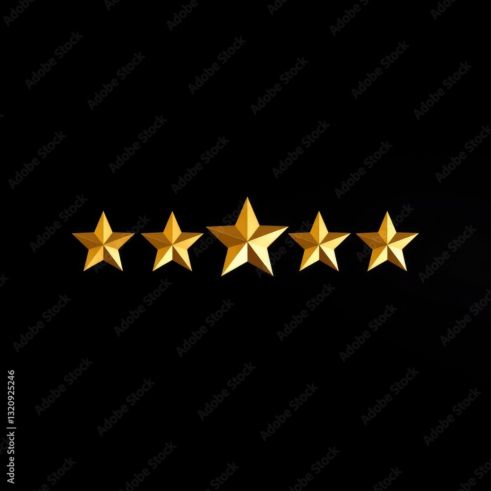 Four Golden Stars on Black Background, Rating and Review Concept , gold star on black background Four Golden Stars on Black Background, Rating and Review Concept , gold star on black background