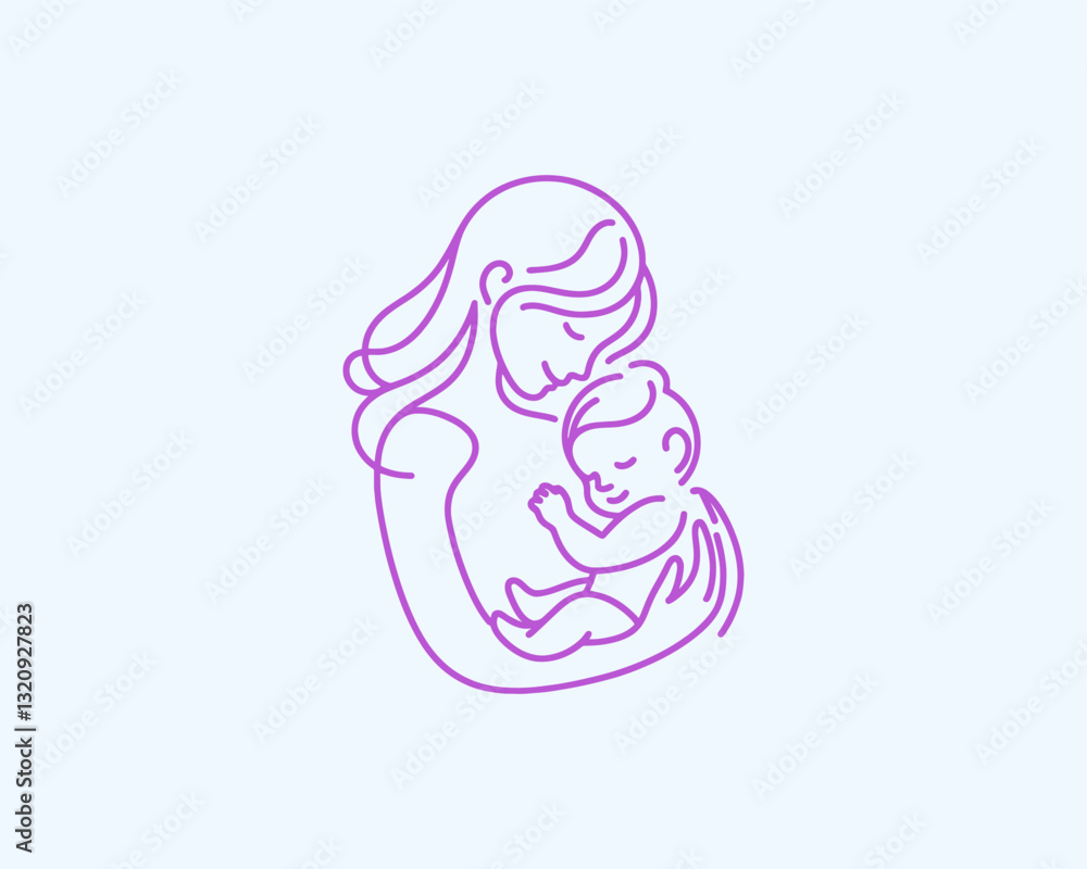 Happy Mother's Day logo design icon vector template. Line art mother and baby outline logo. Happy Mother's Day logo design icon vector template. Line art mother and baby outline logo.