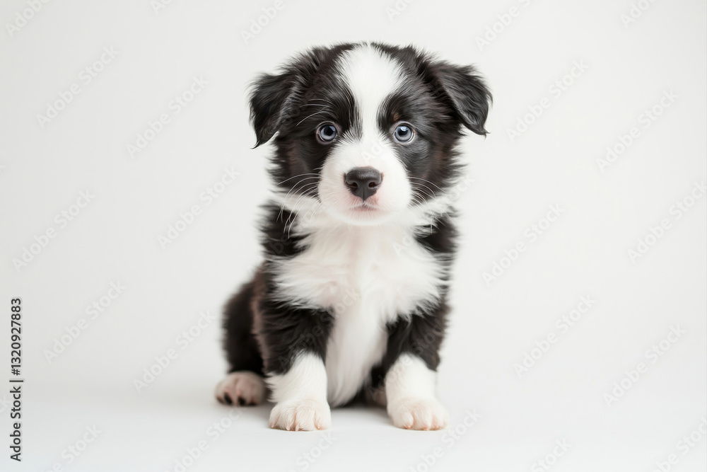 Adorable border collie puppy with black and white fur, capturing innocence and playfulness. isolated on white background. Adorable border collie puppy with black and white fur, capturing innocence and playfulness. isolated on white background.