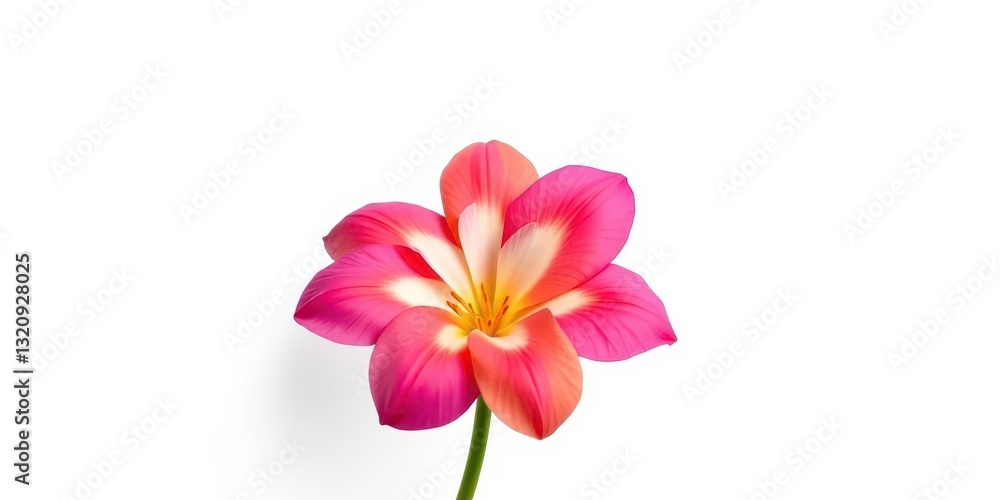 A single, vibrant bloom isolated against a pure white backdrop, purple, botany A single, vibrant bloom isolated against a pure white backdrop, purple, botany