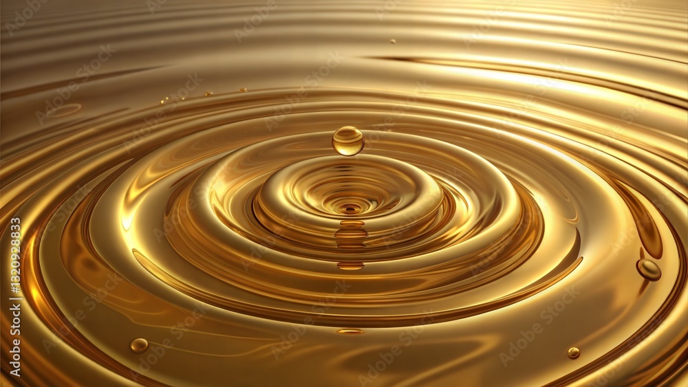 Golden water ripples with a drop creating concentric waves and reflections
Golden water ripples with a drop creating concentric waves and reflections