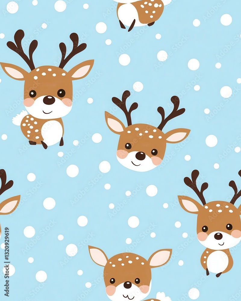 Shy deer fawns with white spots standing still in a snow-covered landscape surrounded by winter wonderland scenery Shy deer fawns with white spots standing still in a snow-covered landscape surrounded by winter wonderland scenery