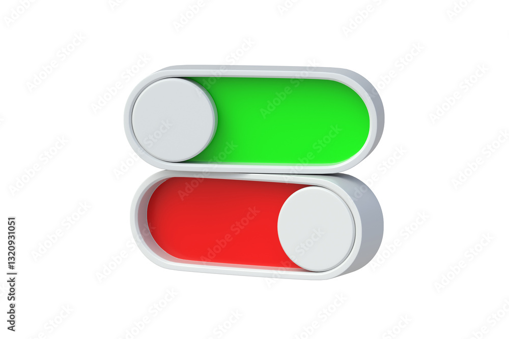 Green and red switches isolated on white background. 3d render Green and red switches isolated on white background. 3d render