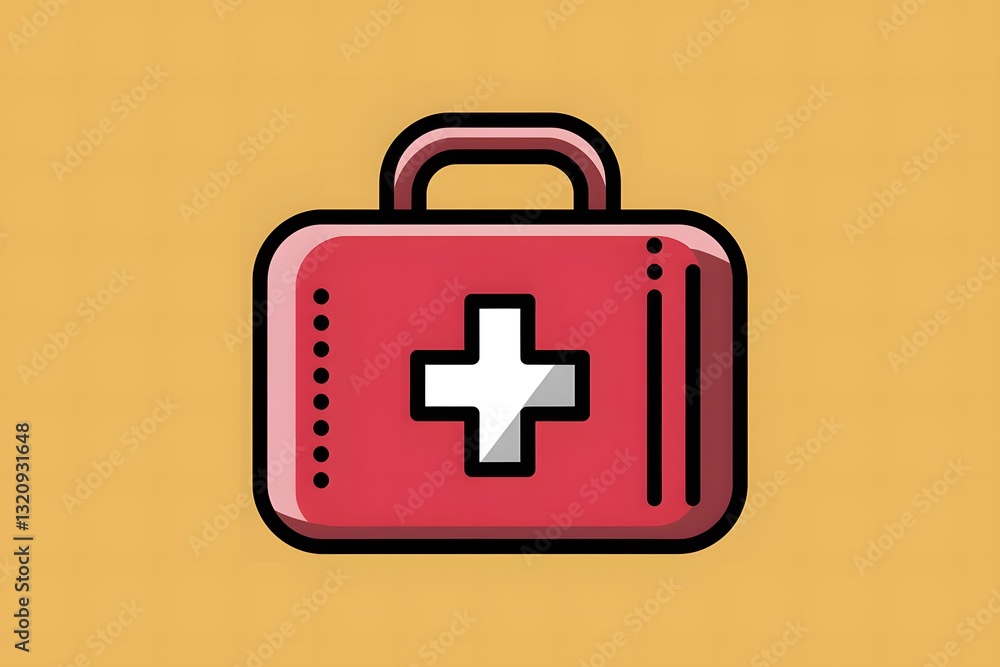 Obraz premium A red medical bag with a white cross, representing quick access to first aid 