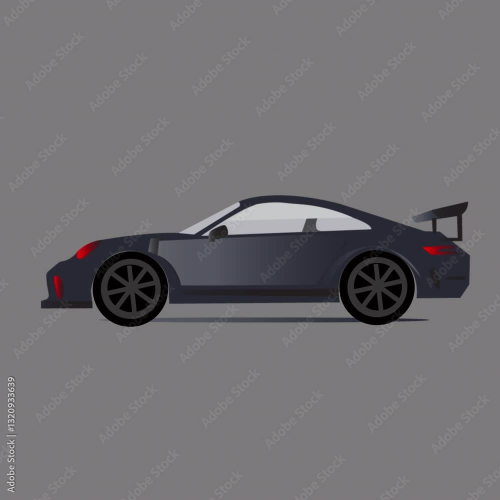 A stylish black sports car animation, showcasing elegance and power. A stylish black sports car animation, showcasing elegance and power.