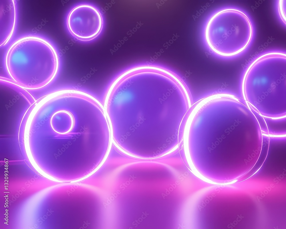 Glowing neon spheres orbiting in a geometric formation, futuristic and abstract contrast Glowing neon spheres orbiting in a geometric formation, futuristic and abstract contrast