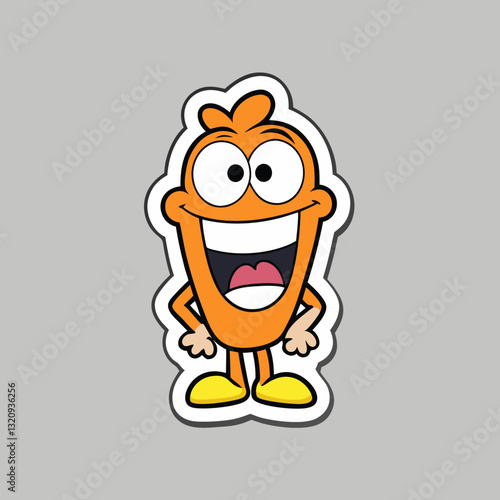 Funny cartoon sticker, Cartoon character Vector, Color vector illustration, Cheerful cartoon, perfect for kids' designs.