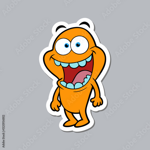 Funny cartoon sticker, Cartoon character Vector, Color vector illustration, Cheerful cartoon, perfect for kids' designs.