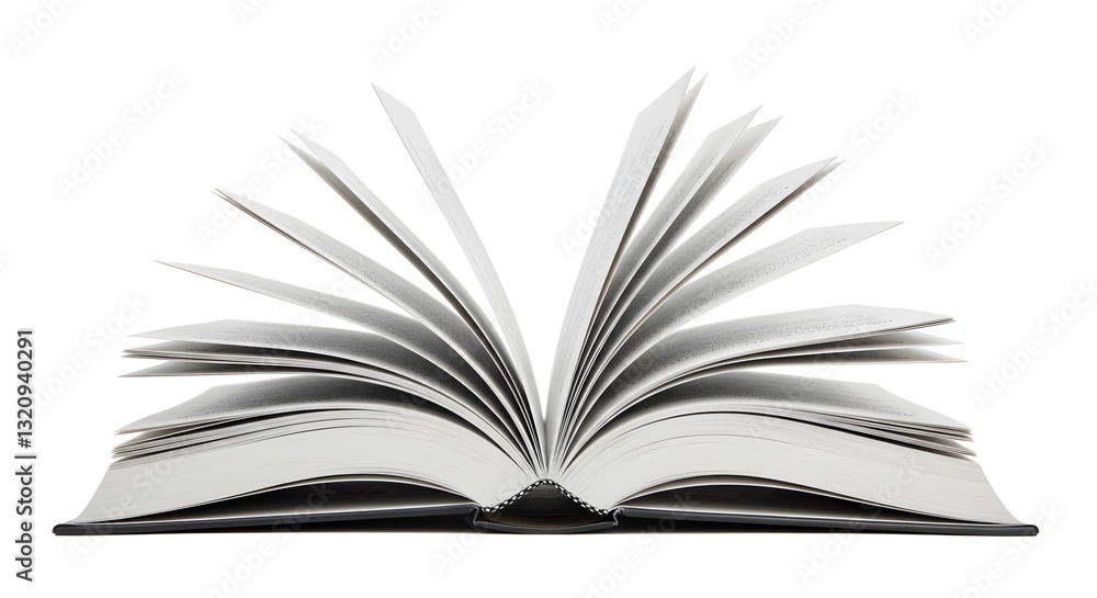 Fototapeta premium White open book with blank pages with white background