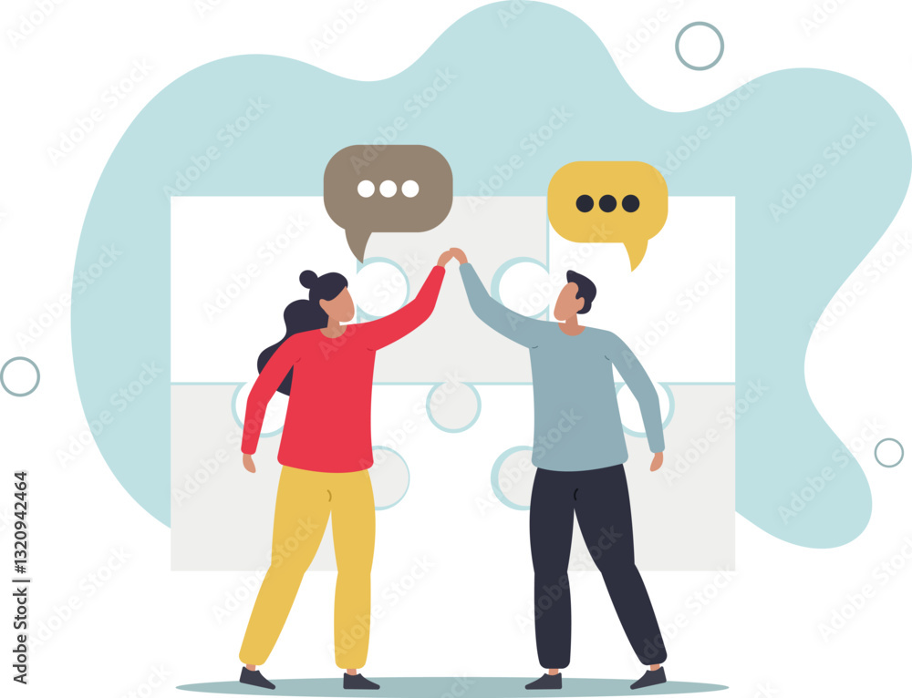 Success communicate, discussion or interview, achieve business agreement, solution or partnership deal, perfect match connection concept,flat character life . Success communicate, discussion or interview, achieve business agreement, solution or partnership deal, perfect match connection concept,flat character life .