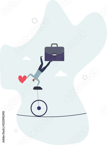 Work life balance, working lifestyle compromise with family or personal health, choice or balance between work stress and relaxation concept.flat character life .