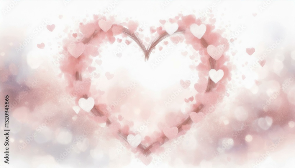 Fototapeta premium ゆめかわいいハートのリース、フレームのイラスト素材