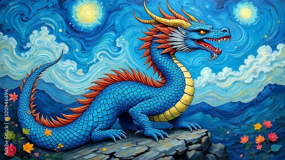 Fototapeta premium Explore the Iconic Beauty of a Chinese Dragon Statue on the Roof Where Cultural Symbolism and Traditional Architecture Unite in a Stunning Display of Mythical Elegance and Artistic Craftsmanship