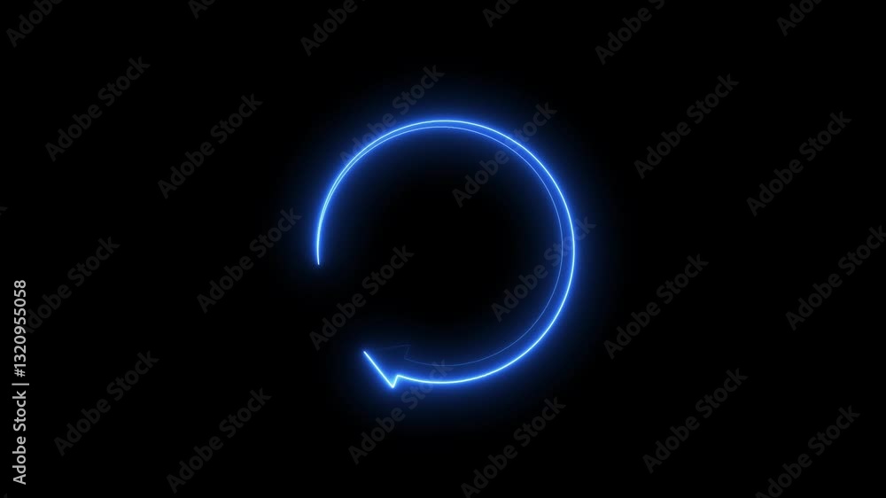 circle arrow royal blue color animation neon light on black background. circle arrow royal blue color animation neon light on black background.
