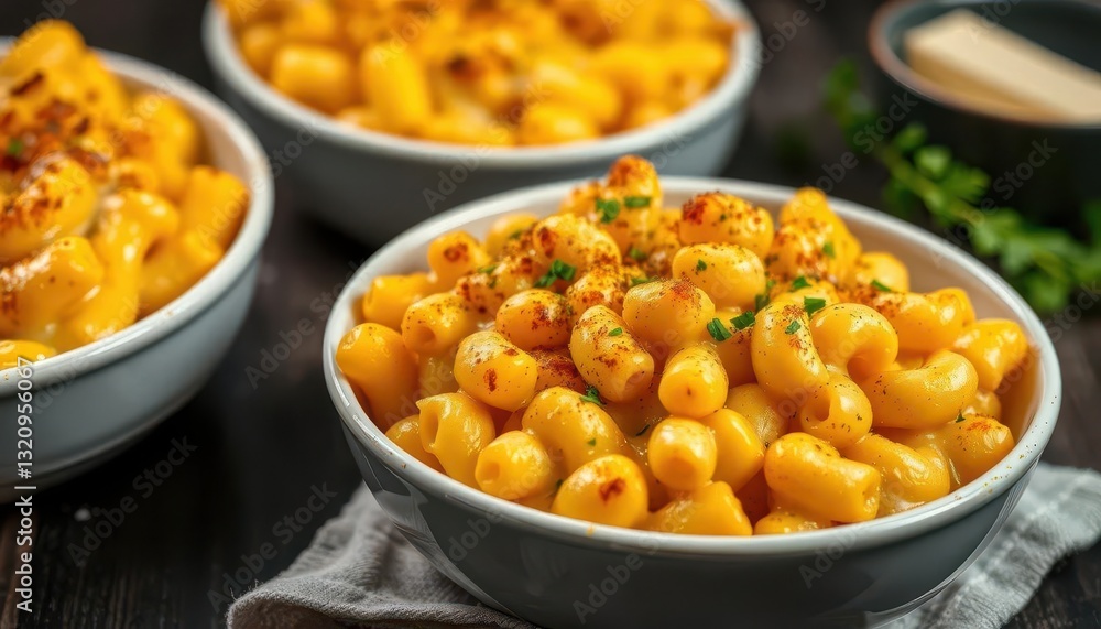 Golden baked vegan mac and cheese, bubbly topping, oven-baked, smooth Golden baked vegan mac and cheese, bubbly topping, oven-baked, smooth