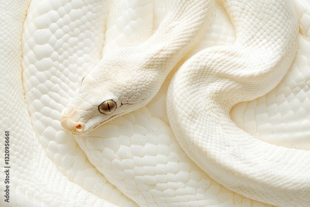 Fototapeta premium Close-up of Albino Python Skin Showcasing Soft Beige Tones and Intricate Patterns Under Natural Light