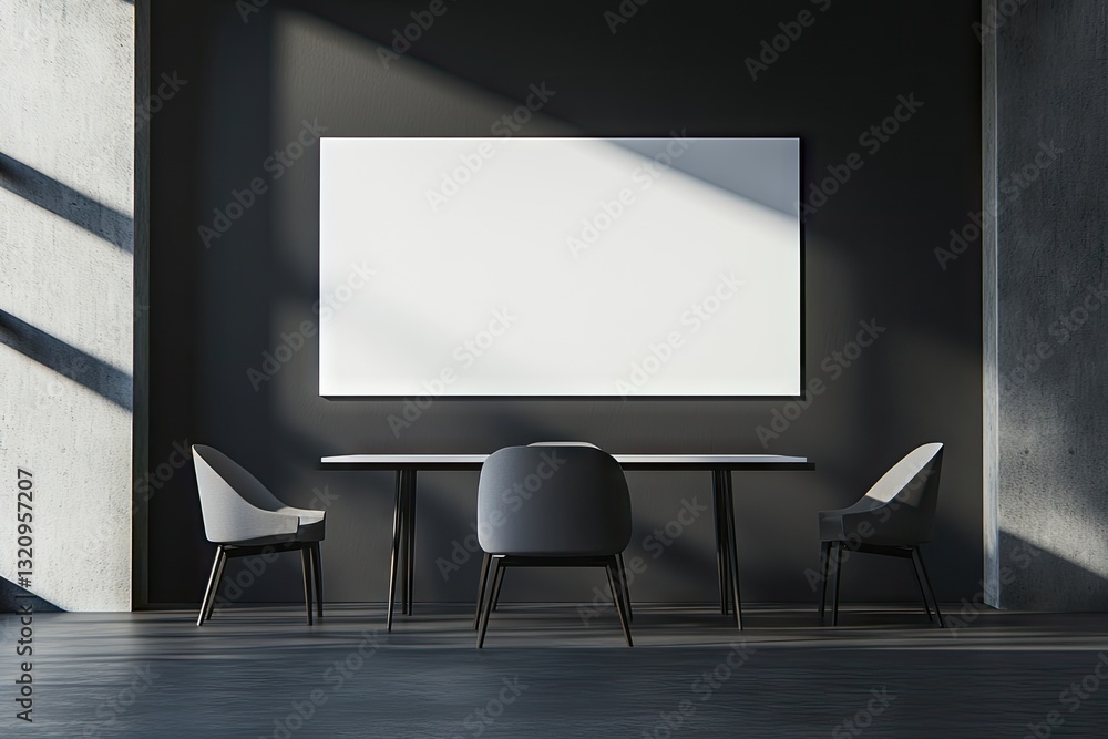 Modern dining area with blank poster Modern dining area with blank poster