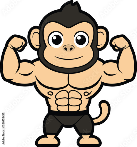 Muscular Monkey A cartoon illustration of a strong monkey flexing its biceps