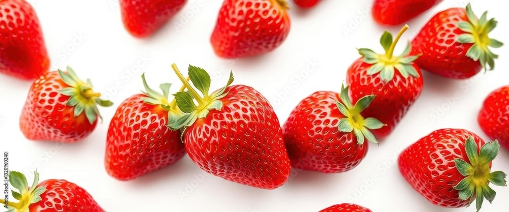 A single, ripe strawberry, isolated on pure white , high resolution, food photography A single, ripe strawberry, isolated on pure white , high resolution, food photography
