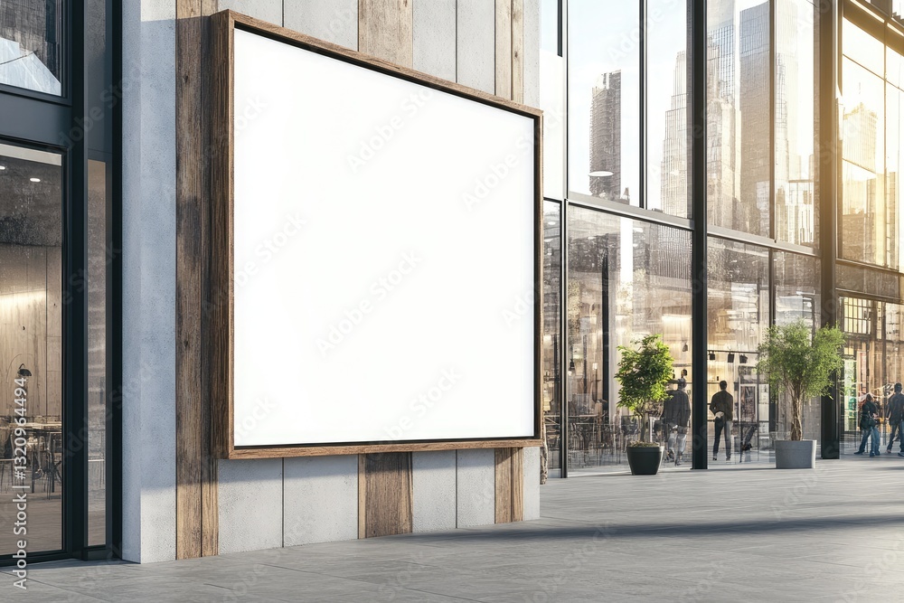 Blank billboard on modern building exterior (5) Blank billboard on modern building exterior (5)