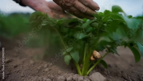 hand planting a plant