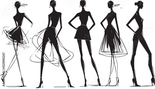 Stylish fashion models. Abstract girls. Fashion girls Sketch