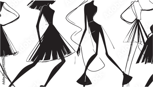 Stylish fashion models. Abstract girls. Fashion girls Sketch