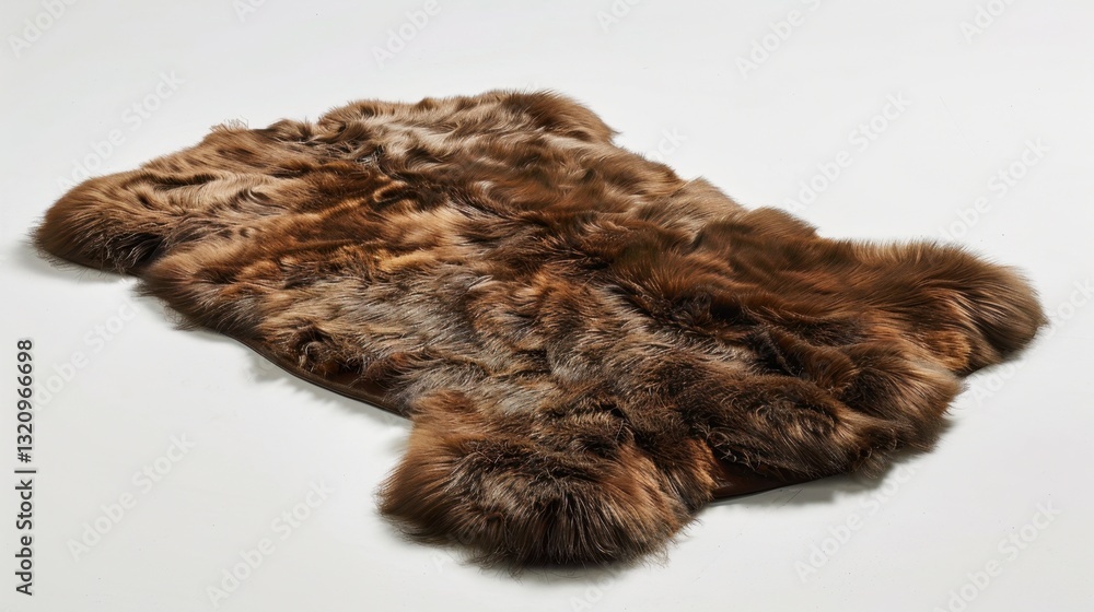 Obraz premium Brown Sheepskin Rug: A soft, plush rug made from natural brown sheepskin, offering comfort, warmth, and a luxurious touch to enhance any room in your home.