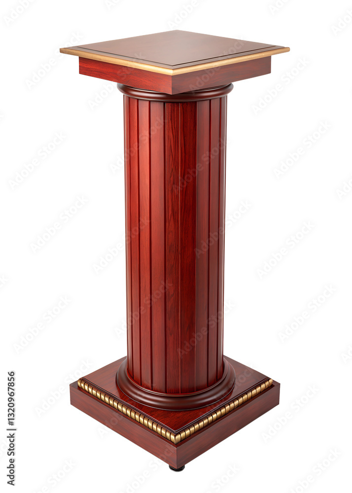 elegant wooden pedestal classic design red wooden column isolated on white background png elegant wooden pedestal classic design red wooden column isolated on white background png