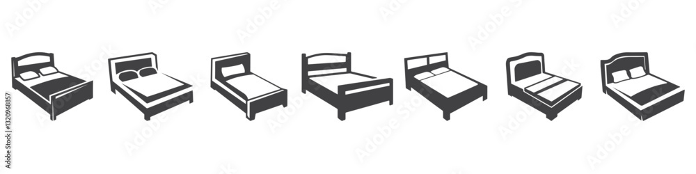 Professional Bed Logo Icons Silhouette Vector Illustration Professional Bed Logo Icons Silhouette Vector Illustration