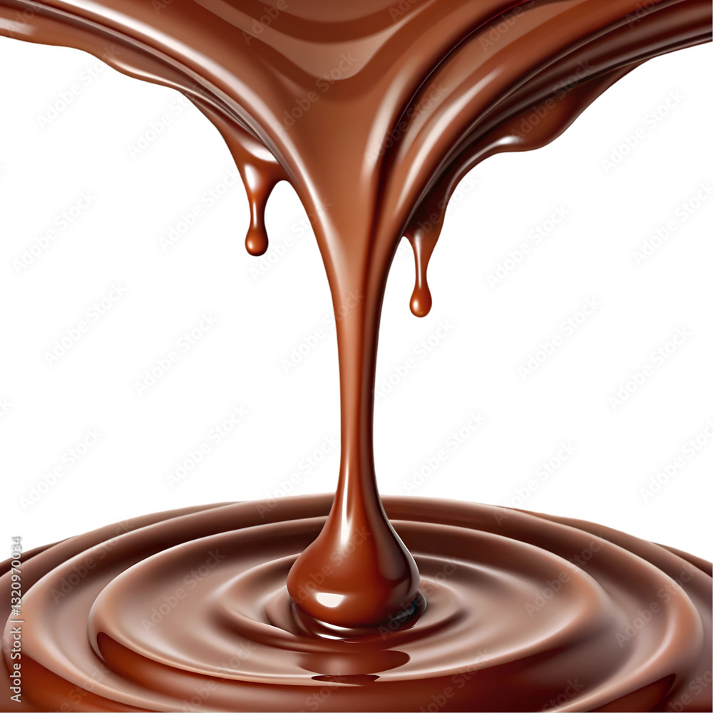 melted chocolate dripping on white background melted chocolate dripping on white background