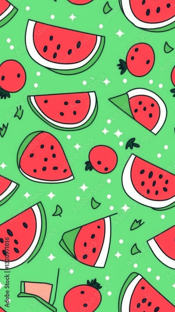 Fresh watermelons displayed against a green background with stainless steel melon ballers ready for fun and refreshing treats Fresh watermelons displayed against a green background with stainless steel melon ballers ready for fun and refreshing treats