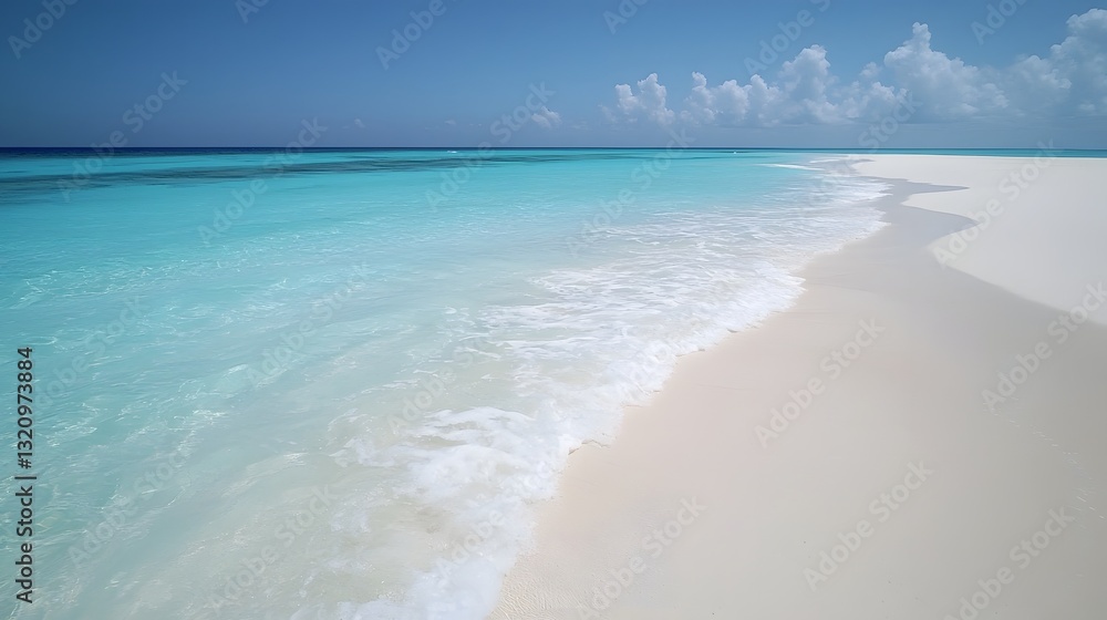 Fototapeta premium Pristine Beachscape Tranquil Turquoise Shores Kissed by Gentle Waves