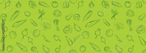 seamless vector illustration. Organic food banner in flat style.