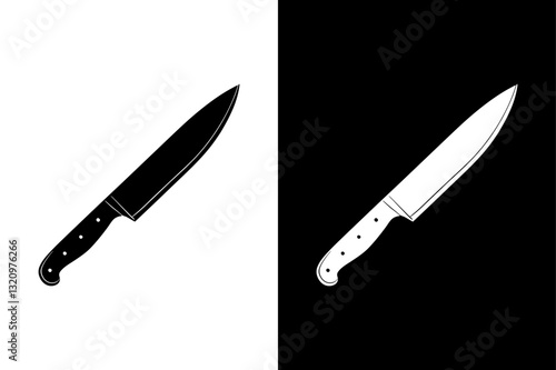 Utility Knife Silhouette Vector Icon Black and White Background.