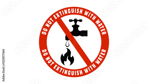 do not extinguish with water, sign, black and red isolated silhouette