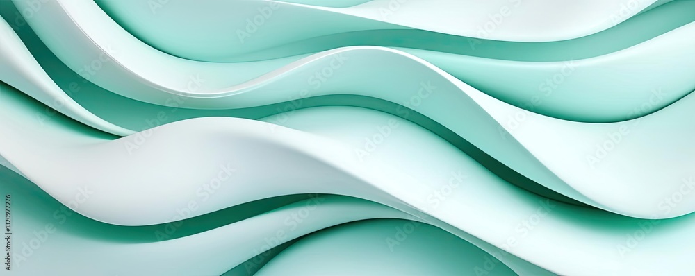 Obraz premium Waterscape abstract background idea. Abstract wave pattern in soft mint shades creating a soothing visual texture.