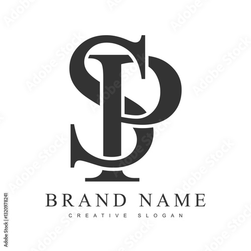 SP trendy logotype template. Initial letter s and p classic font style. Creative logo for company name or identity.