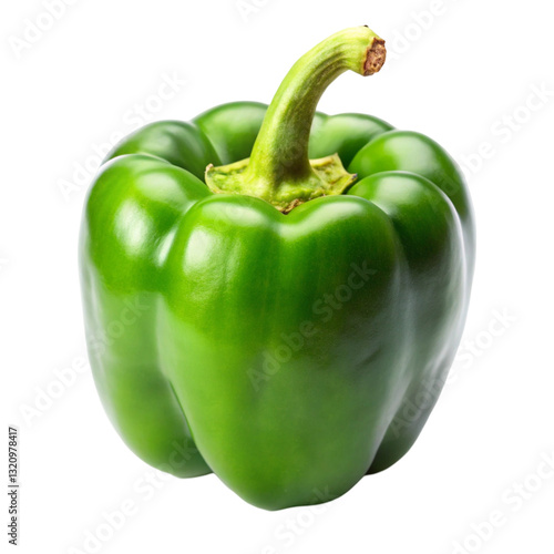 Green Bell Pepper Isolated on White Background
