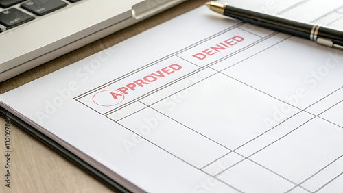 Wallpaper Mural reimbursement refund payment eligibility Document showing 'Approved' and 'Denied' options on a desk with a laptop and pen nearby. Torontodigital.ca