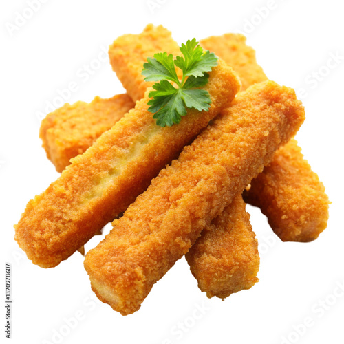 Fish Fingers, Isolated Fishcake Sticks on White Background
