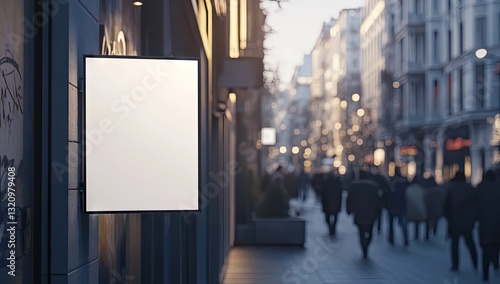 Empty Vertical Signboard on Building Exterior at Evening
