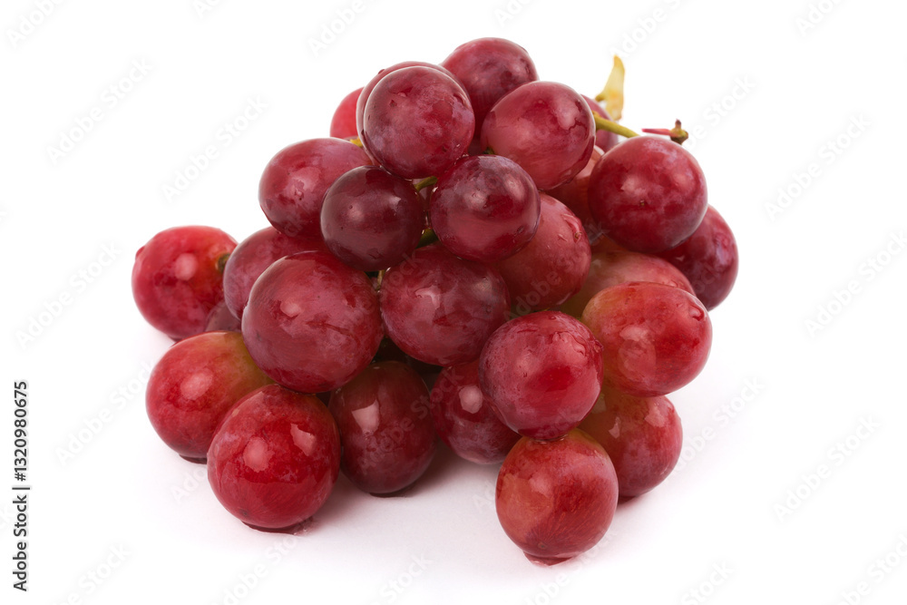 bunch of red grapes on a white background bunch of red grapes on a white background