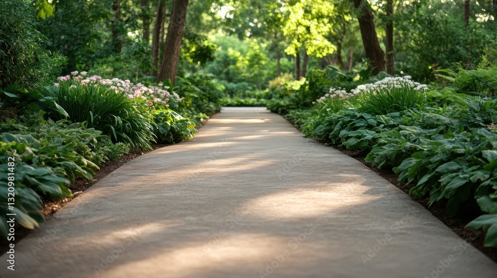 A tranquil pathway meanders through a verdant garden filled with blooming flowers, inviting exploration and evoking a sense of peaceful connection to nature's beauty. A tranquil pathway meanders through a verdant garden filled with blooming flowers, inviting exploration and evoking a sense of peaceful connection to nature's beauty.